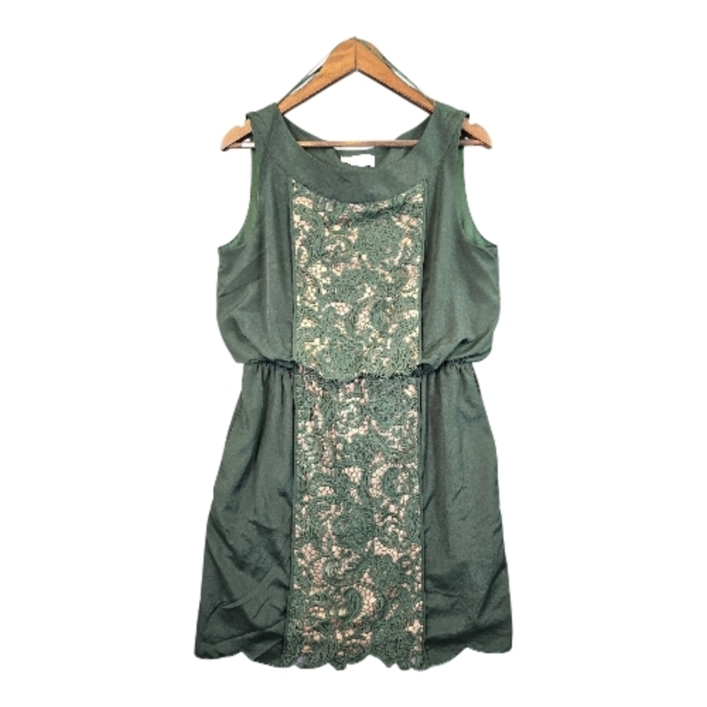 Jessica Simpson Green and Cream Lace Mini Dress